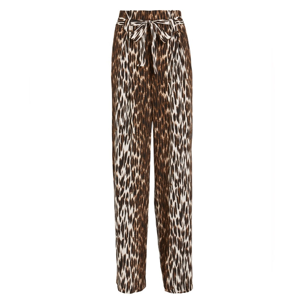 L'AGENCE- Bobby Leopard Silk Paperbag Pants. Size 6